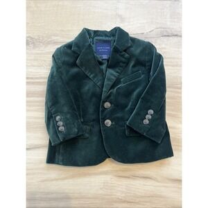 Janie and Jack Boys Green Velvet Jacket 6-12 Months, Spring, Christmas, Holiday
